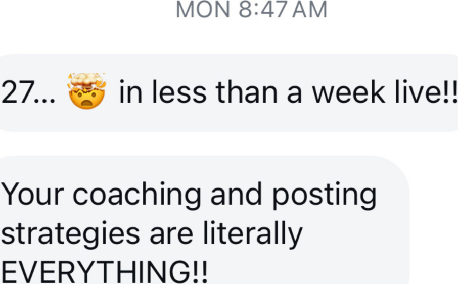 Photographer message: 27 sessions in less than a week, your coaching and posting strategies are literally everything