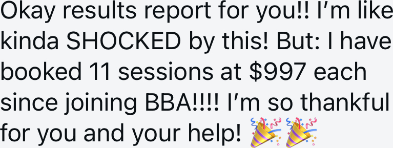 Photographer message: I have booked 11 sessions at $997 each since joining, so thankful